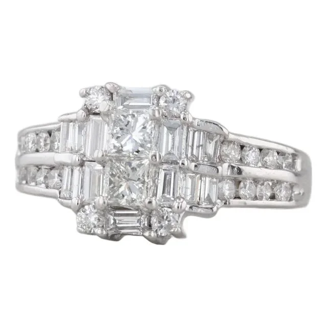 0.98ctw Diamond Engagement Ring 14k White Gold Size 4.25
