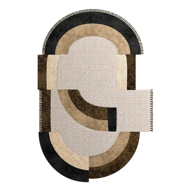 #060 Brown and Beige Rug by Tapis Studio for Hommés Studio