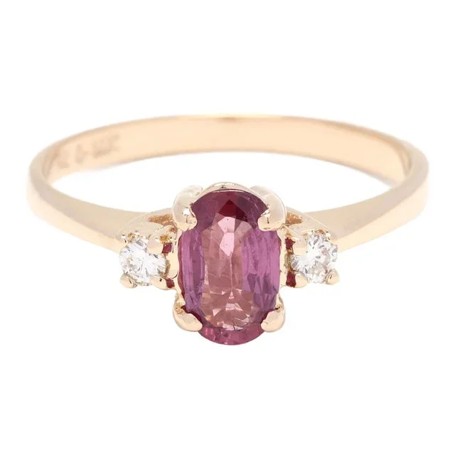 1.08ctw Ruby & Diamond 3 Stone Ring, 14k Yellow Gold, Ring Size 6.25
