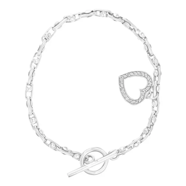 1/2 Ct. Diamond Heart Charm Bracelet 14k White Gold