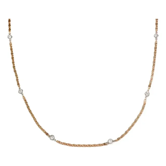 1.25ct Diamond By The Yard 14k Two Tone Gold Scroll Link Chain 36.5″