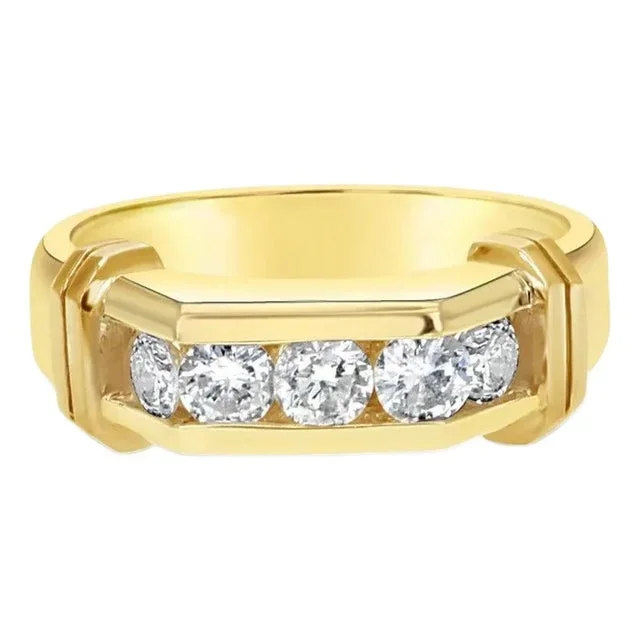 1 Carat Five Stone Diamond Wedding Band, Size 9