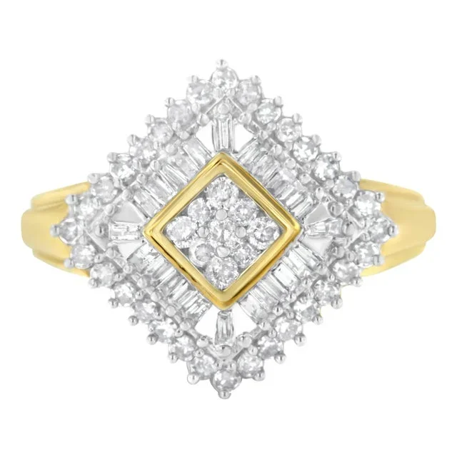 10K Yellow Gold Diamond Ballerina Ring – Size 6