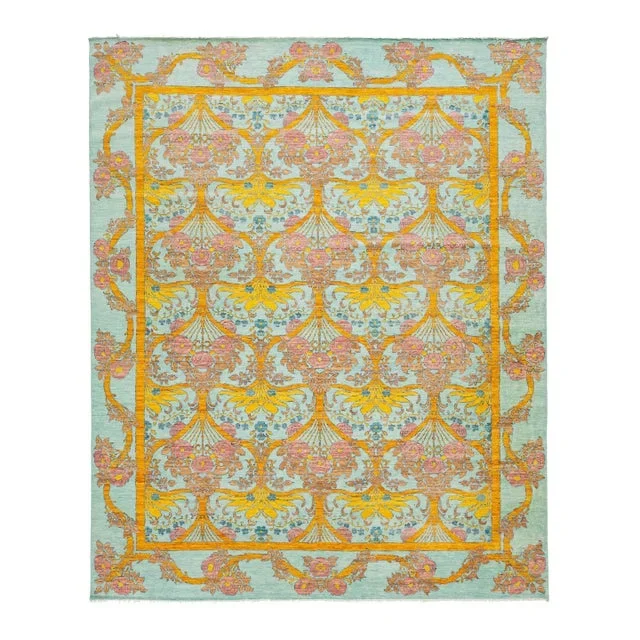 12 X 15 Modern Oushak Style Wool Rug in Light Blue Features Allover Pattern