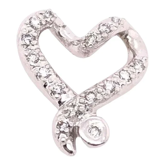 14 Karat White Gold and Diamond Heart Charm / Pendant