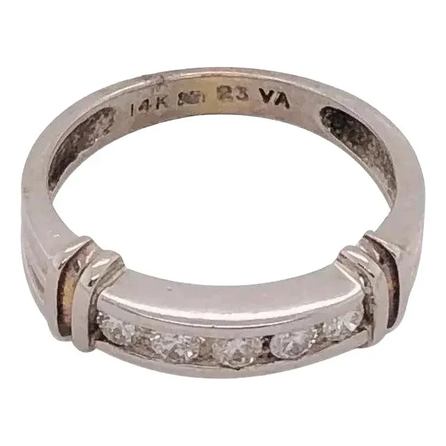 14 Karat White Gold Channel Set Ring Wedding Bridal Band 0.23 TDW