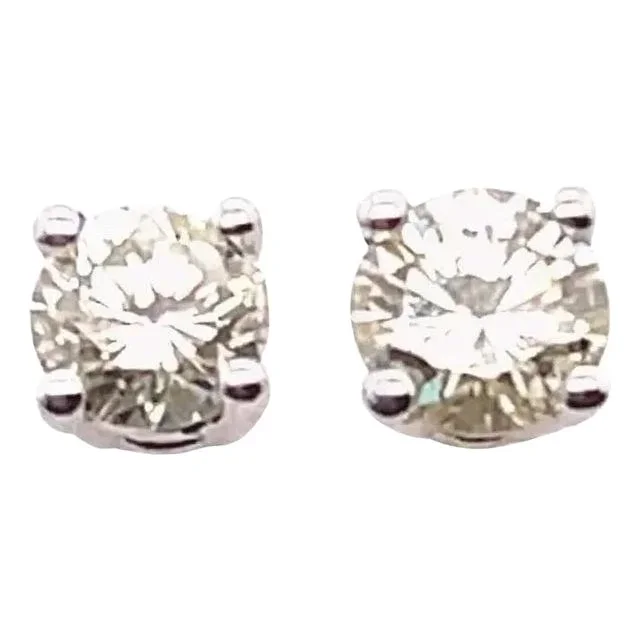 14 Karat White Gold Stud Diamond Earrings