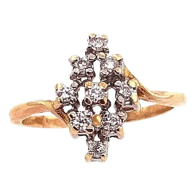 14 Karat Yellow and White Gold Contemporary Ring With Diamonds