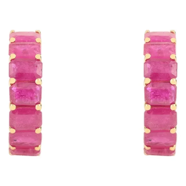 14k Gold Natural Ruby Birthstone Earrings for Her- A Pair