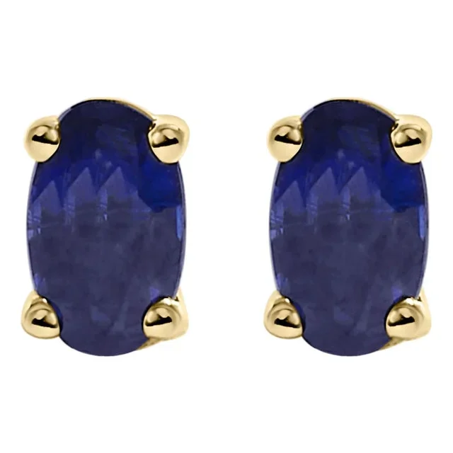 14K Gold Oval Cut Gemstone Birthstone 5×3 mm Stud Earrings
