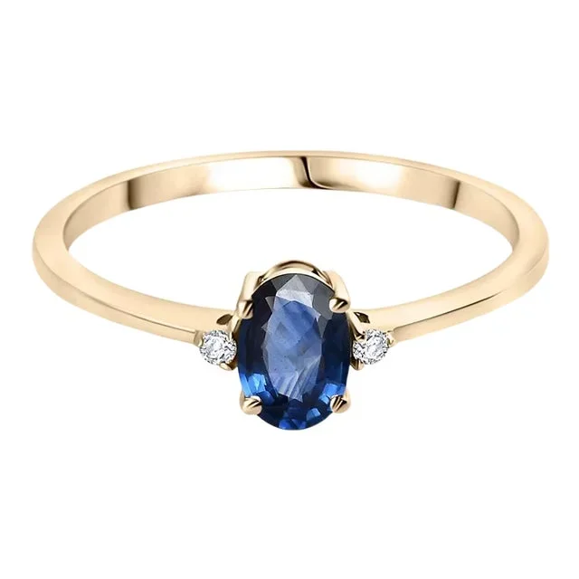 14k Solid Gold Diamond Sapphire Ring Size 6