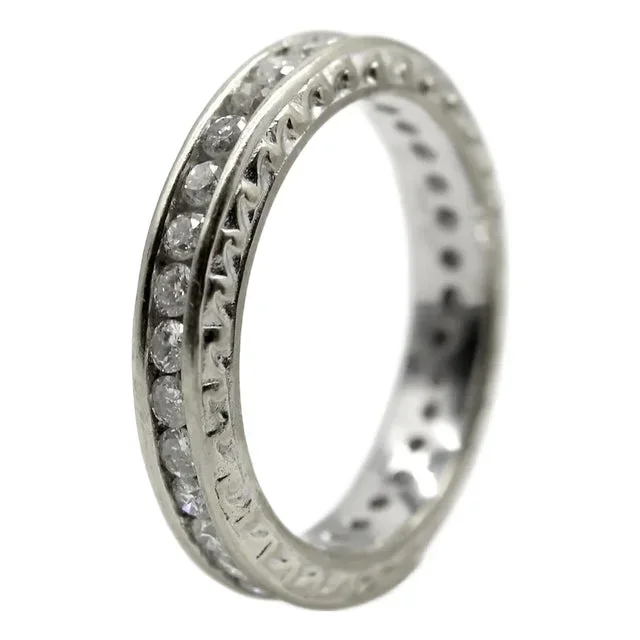 14k White Gold 1 Carat Diamond Channel Set Eternity Band, Size 7
