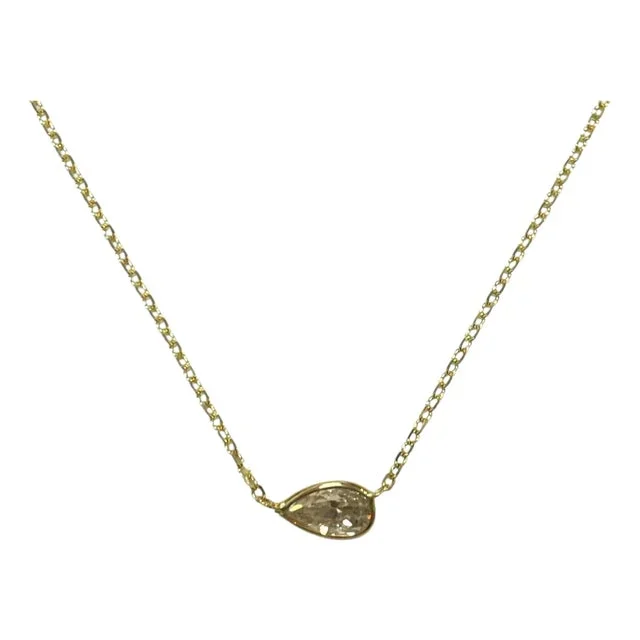 14k Yellow Gold 0.85ct Natural Diamond Bezeled Necklace