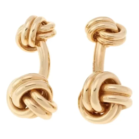14k Yellow Gold Love Knot Stud Cufflinks, 2 pieces