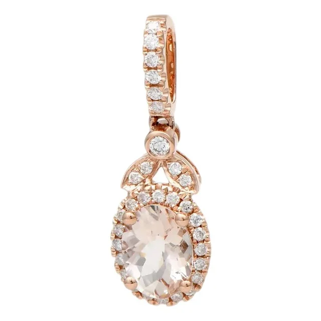 14KR Morganite(.71) & Diamond Halo Pendant