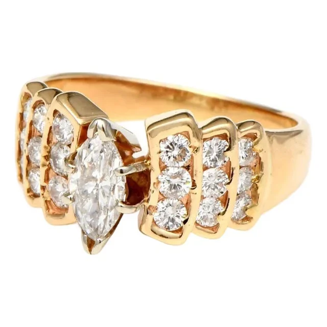 14KY Marquise Diamond(1.0) Tiered Waves Ring, size 7