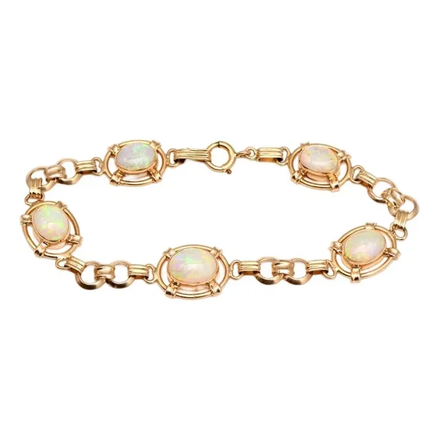 14KY Vintage Opal(3.75) Open Halo Link Bracelet