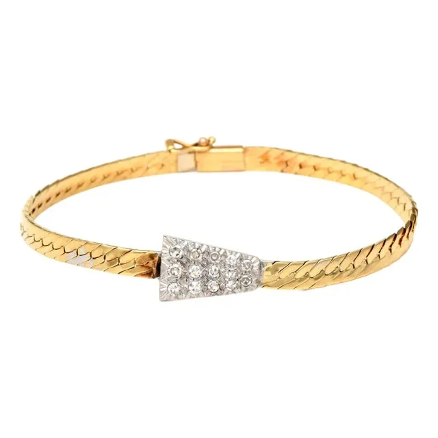 14KYW Vintage Diamond(0.30) Herringbone Bracelet