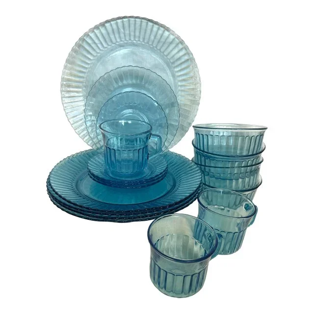 17 Piece “Blue Azure” Forte Crisa Dinnerware Set