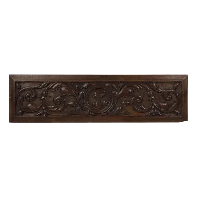 17th Century Gothic Sculpted Oak Panel, Belgium