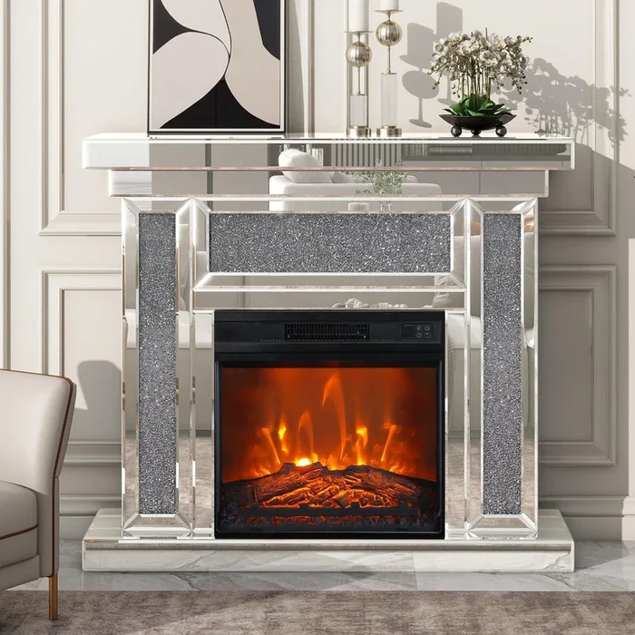 18″ Modern Black Insert Electric Fireplace with Remote Control