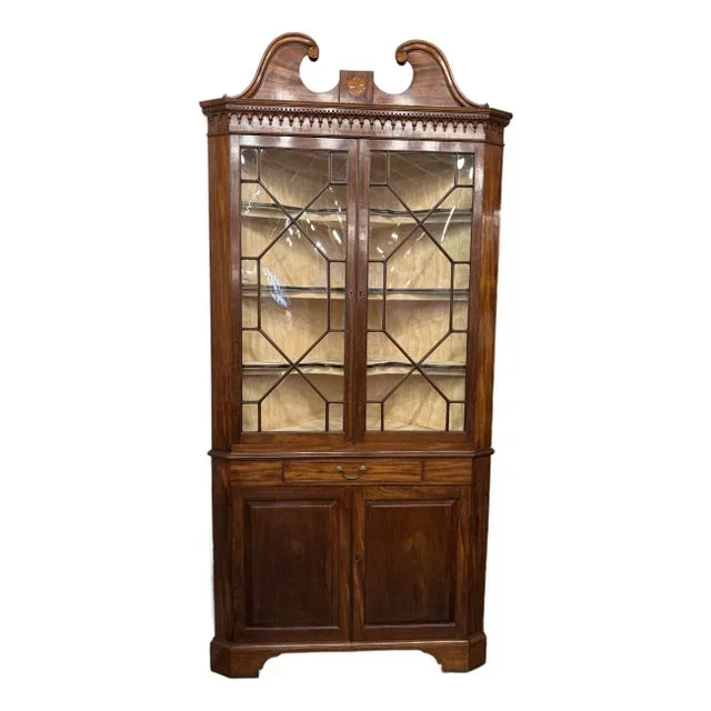 1800s Antique Mahogany Corner Cabinet