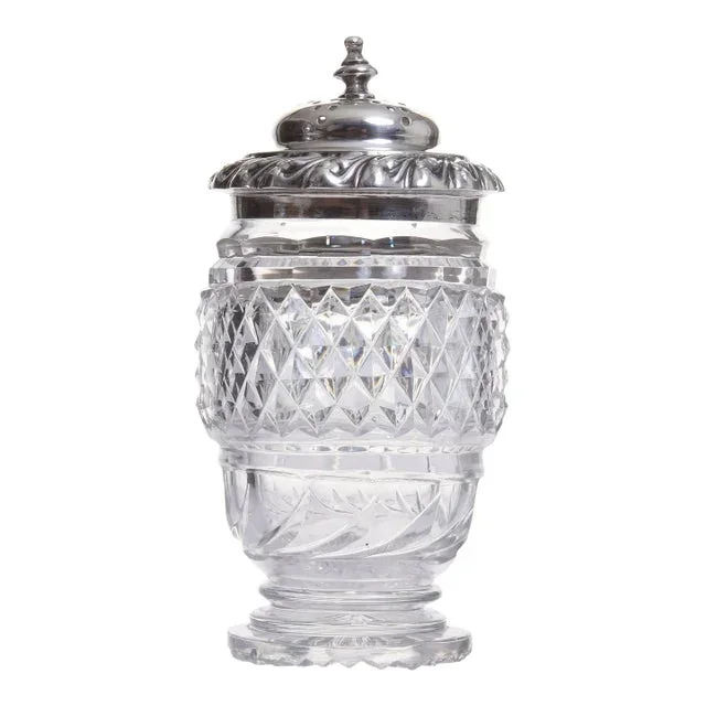 1820s John & Thomas Settle Sterling Silver & Crystal Pepper