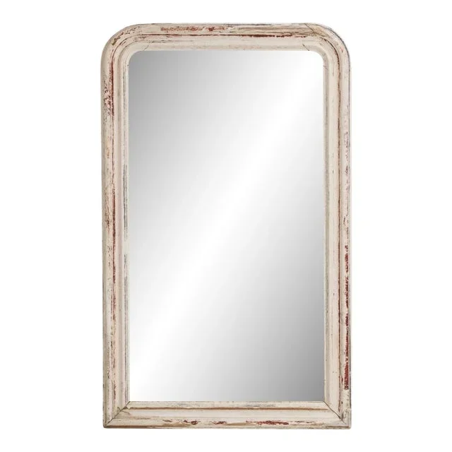 1880s French Wood White Patinated Mirror