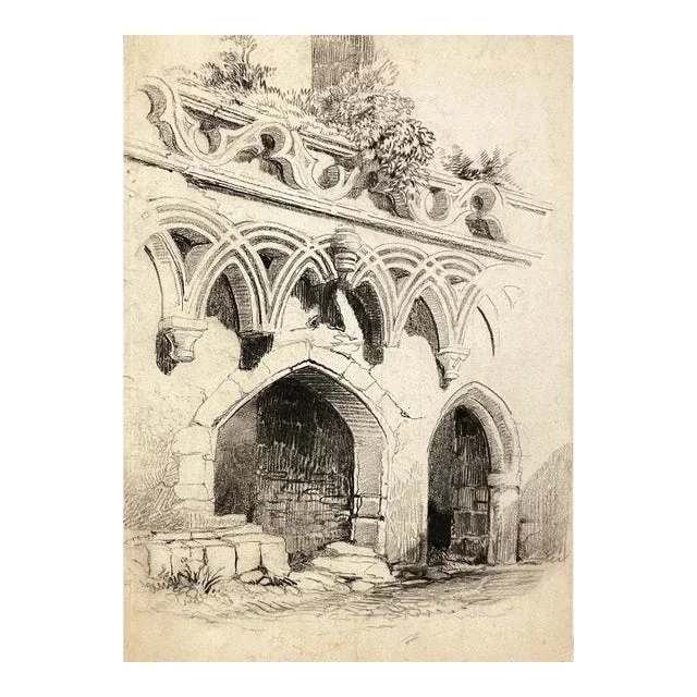 1880s Gothic Architectural Drawing