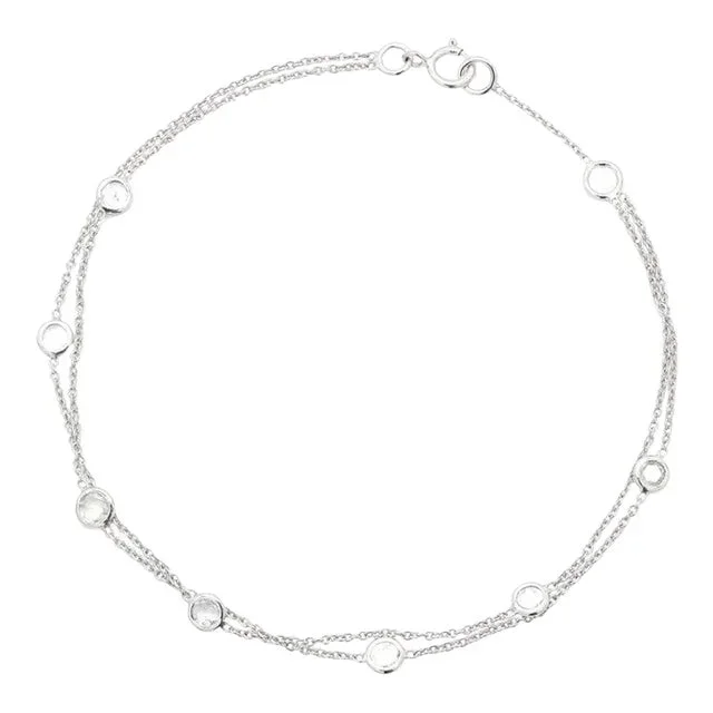 18k White Gold Double Layered Diamond Chain Bracelet