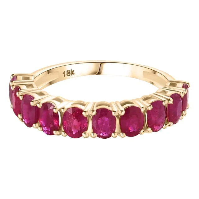 18k Yellow Gold Ruby Wedding Band Ring Size 7