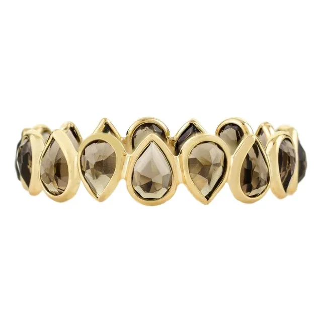 18k Yellow Gold Smoky Topaz Eternity Band Ring Size 6