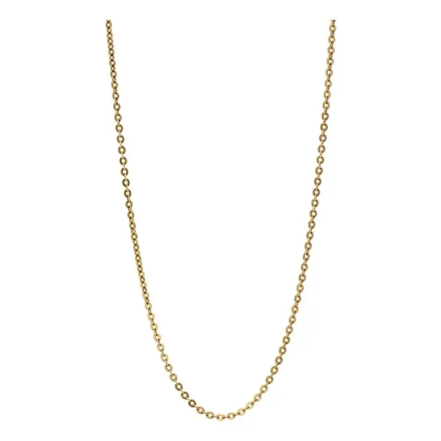 18KY Flat Rolo Link Chain Necklace