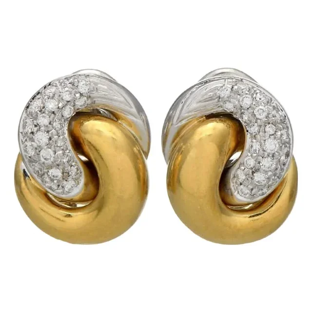 18KYW Pave Diamond(0.50) Interlocking Earrings, 2 pieces