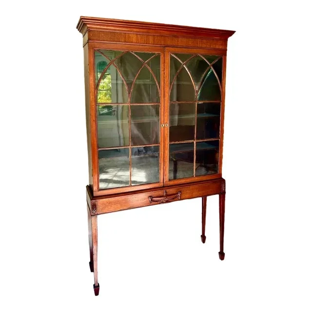 18th C. George III Vitrine With Ram’s Head Carving