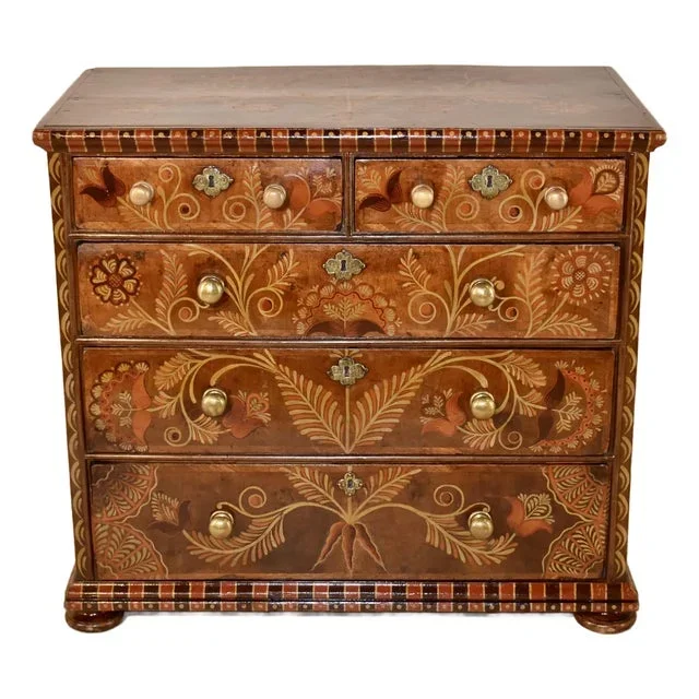 18th Century Decorated Walnut Chest of Drawers