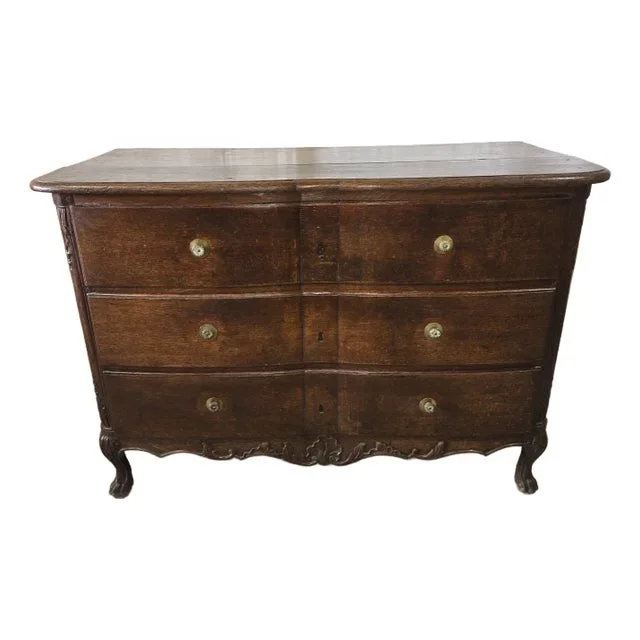 18th Century French Louis XV Oak Serpentine Commode