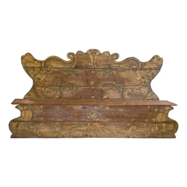 18th Century Italian Baroque Polychrome Antique Hall Bench