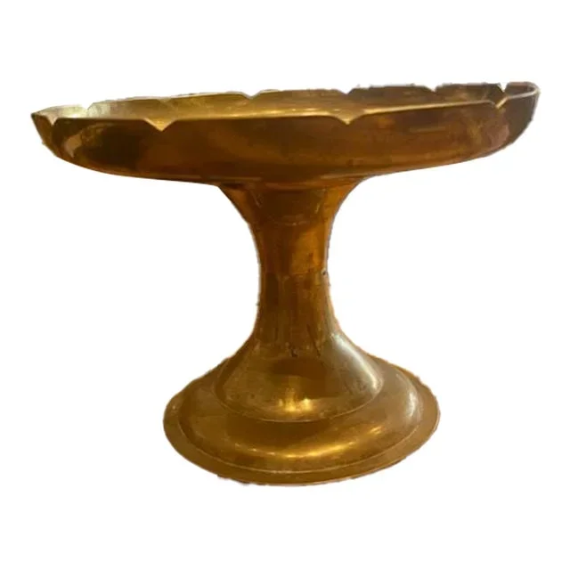 1920’s Antique Korean Scalloped Footed Brass Tray