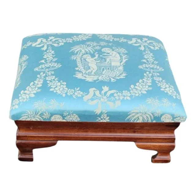 1920s Mahogany Second Empire Upholstered Footstool
