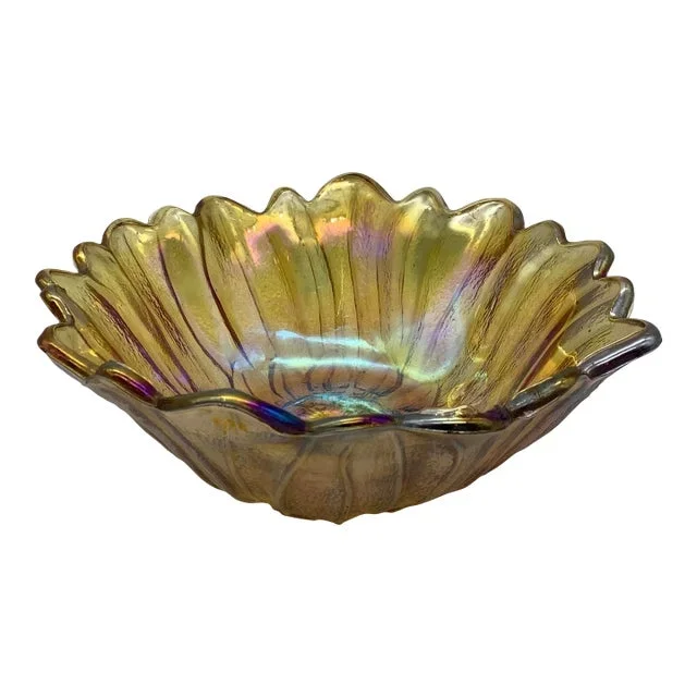 1920s Pressed Carnival Glass Decorative Bowl