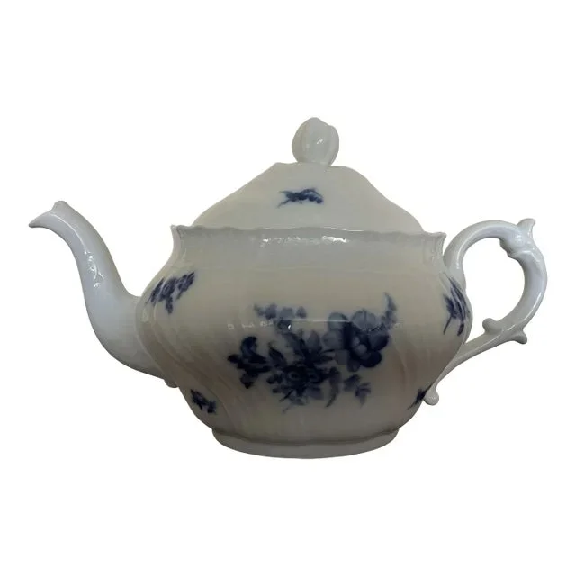 1920s Vintage Ginori Rose Blue Tea Pot