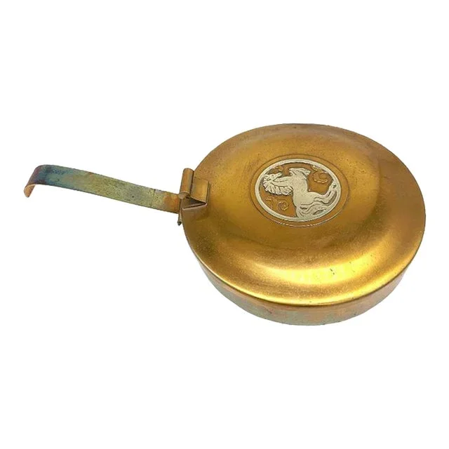 1930s Art Deco Bronze Stallion Crest Silent Butler Crumb Pan by Silver Crest
