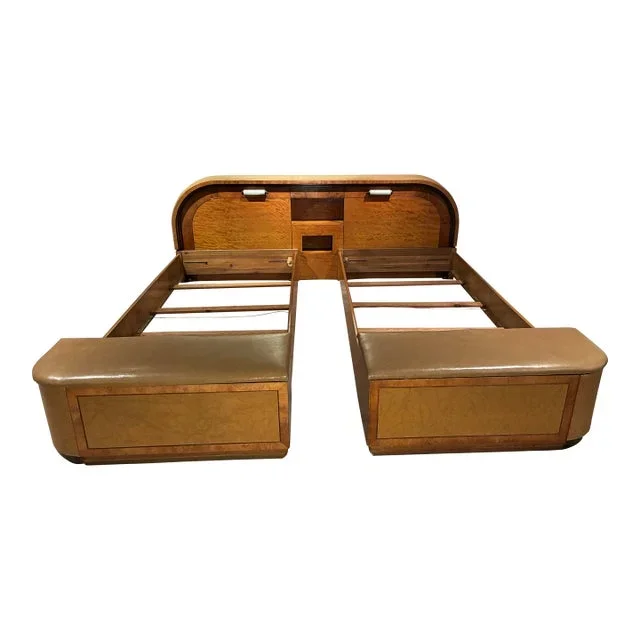 1930s Art Deco Twin Bed Pair Unit With Attached Cedar Chests