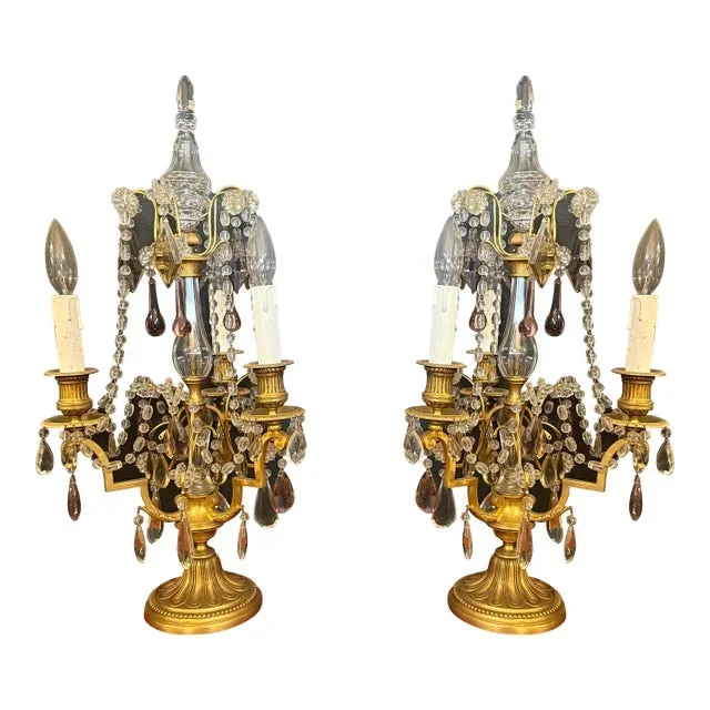 1940s Dore Gilded Bronze Buffet Lamps – a Pair