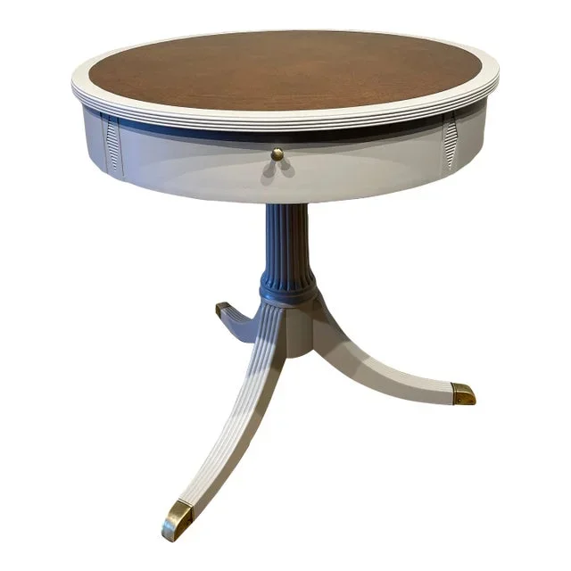 1940s Leather Top Drum Table