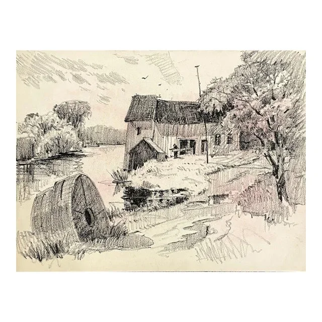 1940s Norman Kent Riverside Mill Drawing
