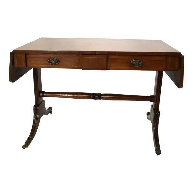 1940s Regency Style Mahogany Writing Desk Drop Flap. Sofa Table