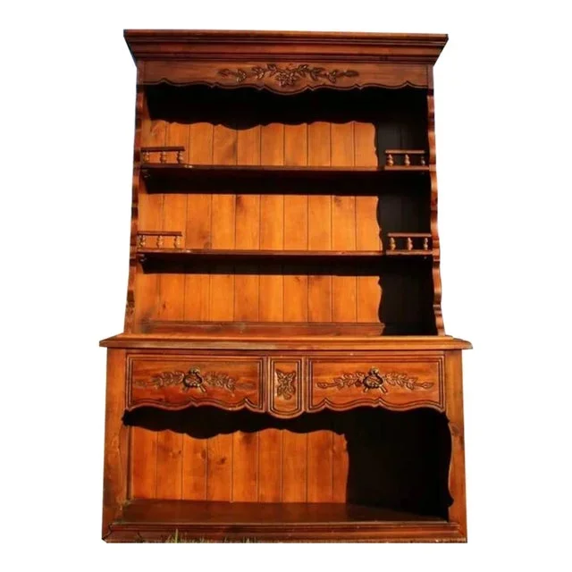 1940s Solid Wood Two-Piece Thomasville China Cabinet