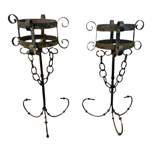 1940s Spanish Iron Planters – A Pair